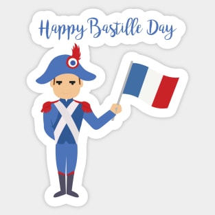 Soldier holding the French flag - Bastille Day Sticker